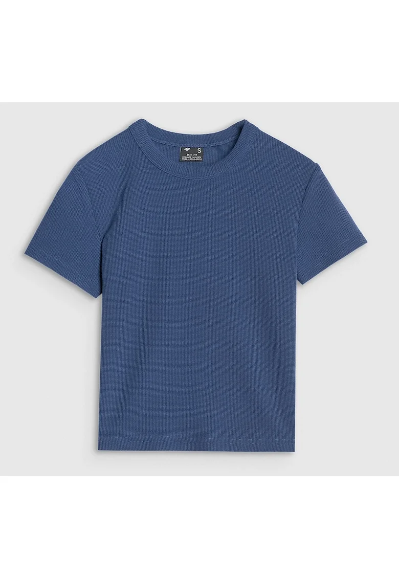 Tricou dama  slim fit, maneca scurta, bleumarin, material sintetic