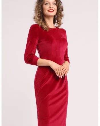 Rochie uni cu maneci lungi, Rosu