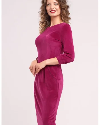 Rochie uni cu maneci lungi, Roz zmeuriu