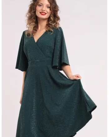 Rochie evazata cu maneci clopot, Verde