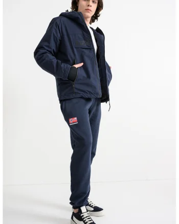 Pantaloni de trening din amestec de bumbac Maracana, Rosu/Alb/Bleumarin