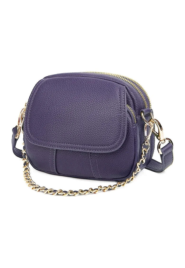 Geanta de piele cu barete detasabile Morgan, Violet prafuit, 14 x 18 x 7 cm