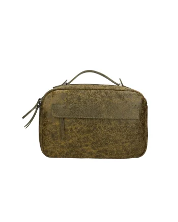 Geanta de piele unisex texturata cu bareta de umar 25599, Verde
