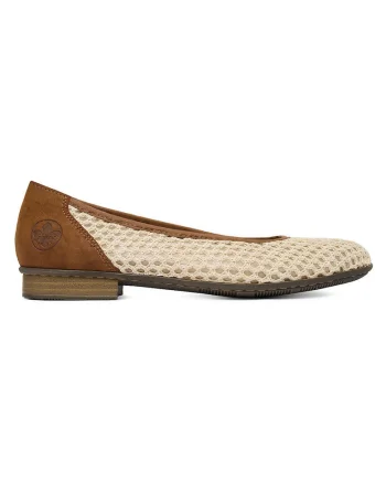 Balerini  bej, piele ecologica, varf rotund,