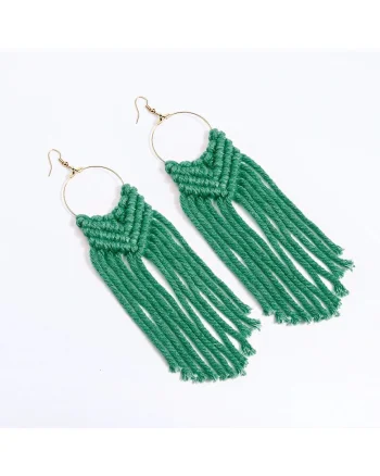 Cercei macrame impletit, verzi, Louiza C2,