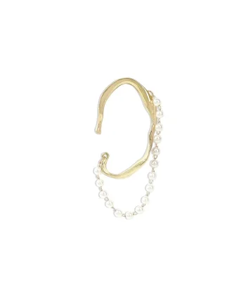 Cercel ear cuff, auriu, cu perle, Raino C10,