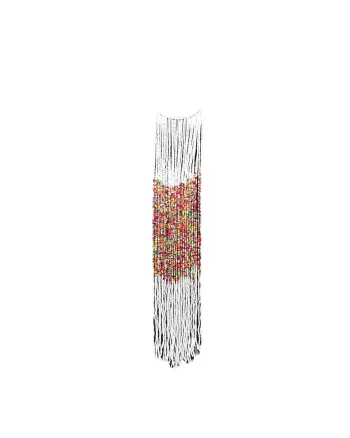 Colier alb, lung, cu margelute multicolore, Druscilla C3