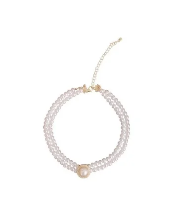 Colier choker auriu, cu perle si pietre, Otma C10