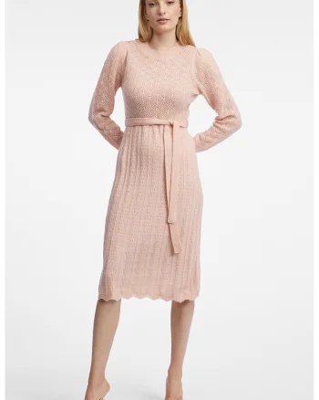 Rochie midi din tricot, Roz prafuit