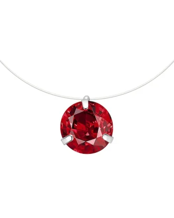 Colier cu fir transparent, cu piatra rosie din zirconiu, Carma C2,