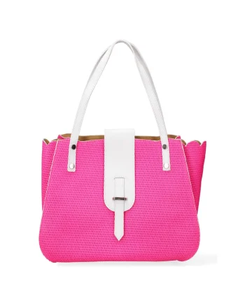 Geanta din piele cu maner, Fucsia