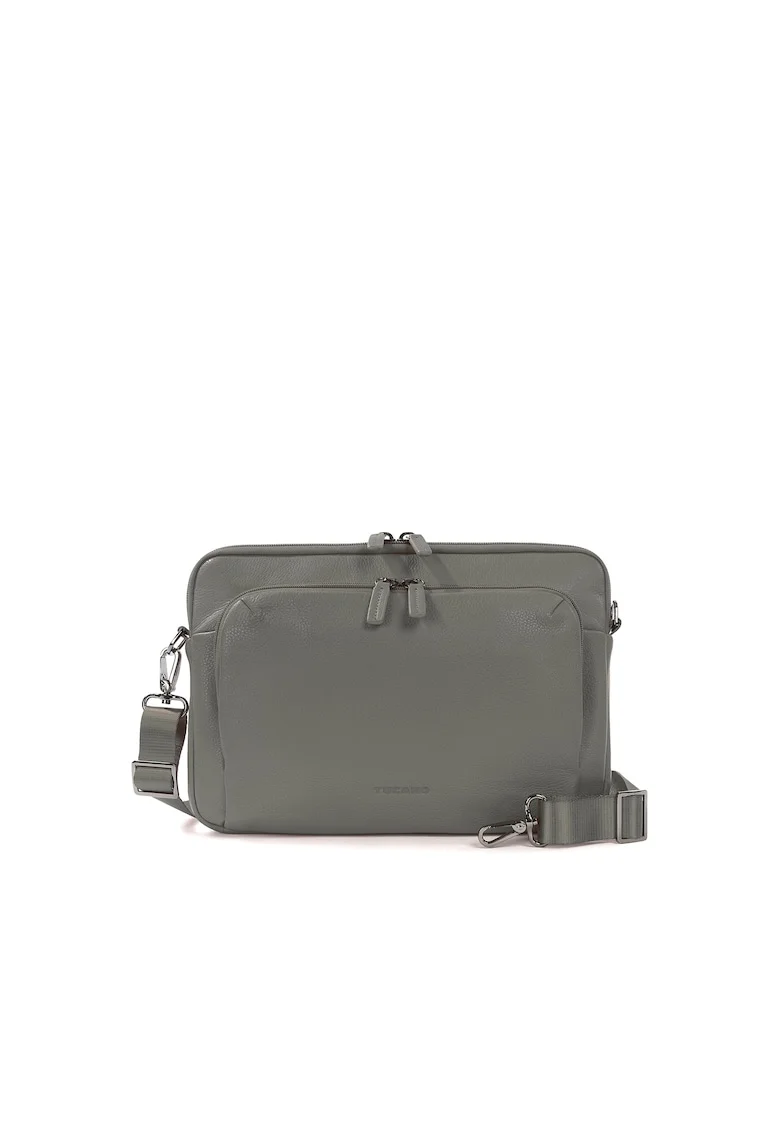 Geanta unisex de piele pentru laptop, Grayed Jade, 23 x 34 x 8.5 CM
