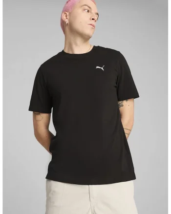 Tricou de bumbac cu decolteu la baza gatului, Negru