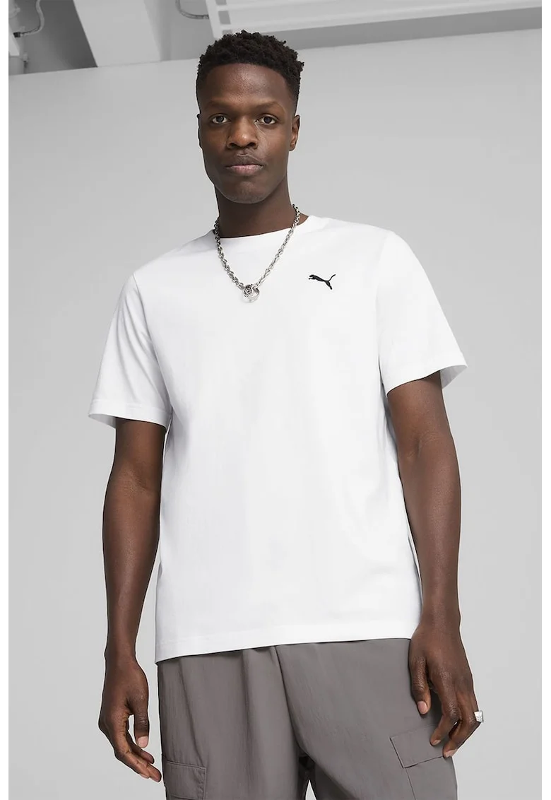 Tricou de bumbac cu decolteu la baza gatului