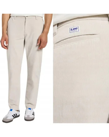 Pantaloni Chino  Relaxed Workwear Ecru, Bumbac, L34, Alb