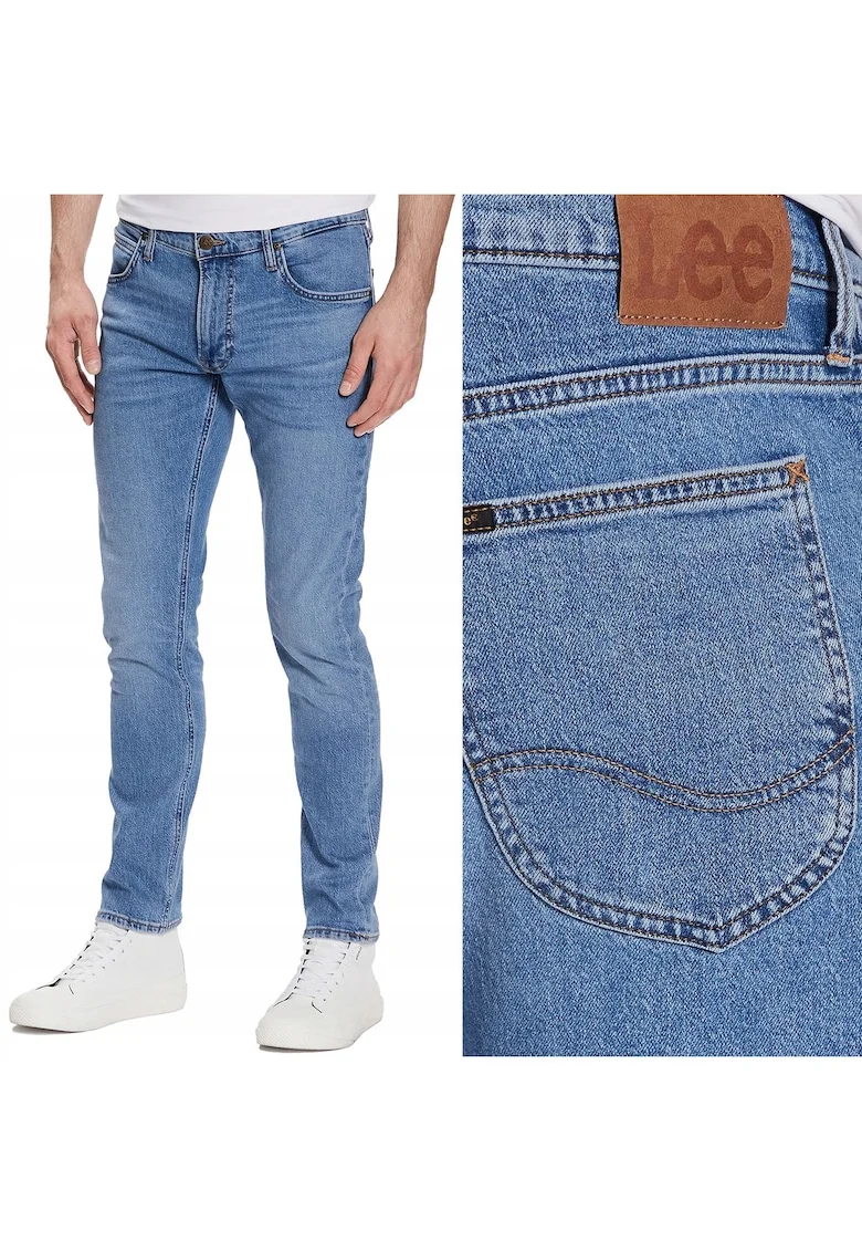 Jeans barbati  Luke W33 L36, conici, albastru uzat, usor elastici