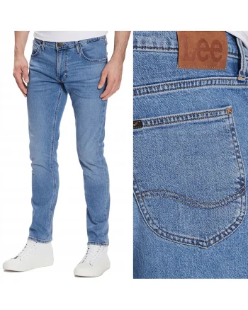 Jeans barbati  Luke W33 L36, conici, albastru uzat, usor elastici