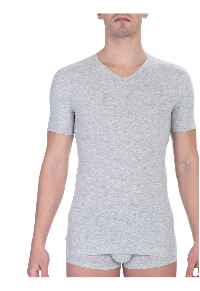 Tricou slim fit cu decolteu in V