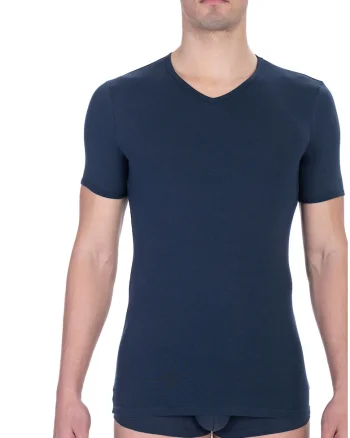Tricou slim fit cu decolteu in V