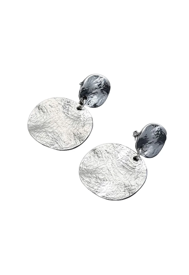 Cercei argintii, cu clips, textura zgariata, Edvia C2,