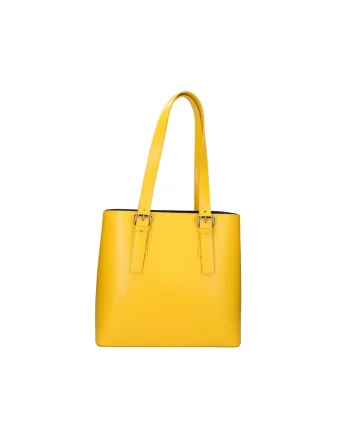 Geanta tote de piele cu etui detasabil, Galben