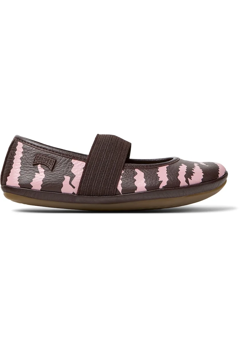Balerini Mary Jane din piele Right 8493, Maro inchis/Roz pastel