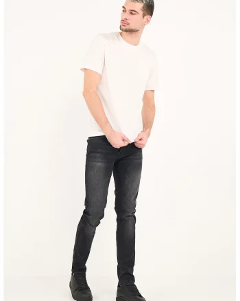 Blugi skinny cu talie medie, Negru/Gri inchis