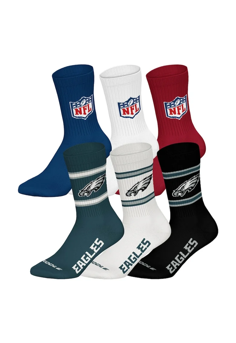 Set de sosete lungi unisex - 6 perechi, Rosu/Negru/Albastru petrol