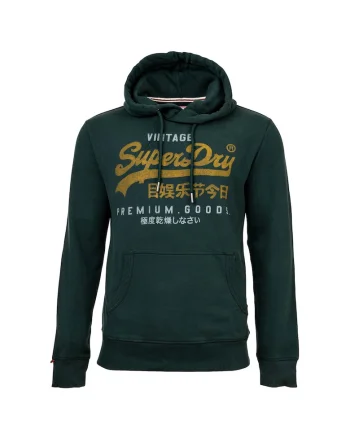 SUPERDRY, Hanorac regular fit de bumbac cu imprimeu logo, Verde