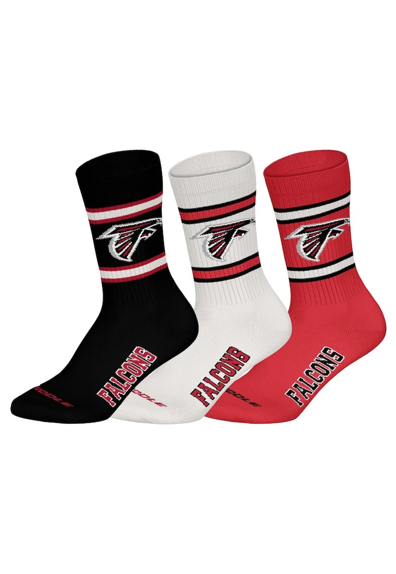 Set de sosete lungi unisex NFL - 3 perechi, Alb fildes/Negru/Rosu vermillion