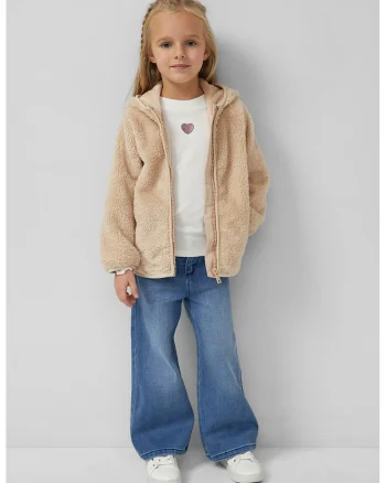 Bluza cu broderie in forma de inima, Alb