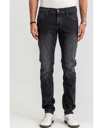 Blugi Barbati,  Oregon Tapered, Talie Joasa, 100% Bumbac, Fermoar, Lungi, 5 Buzunare, Denim Black, Negru