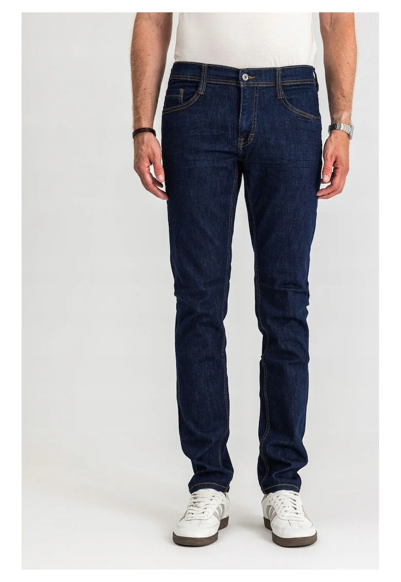 Blugi Barbati,  Oregon Tapered, Talie Joasa, 100% Bumbac, Fermoar, Lungi, 5 Buzunare, Denim Blue, Albastru inchis