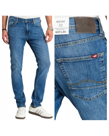 Blugi Barbati,  Vegas, Talie Medie, 100% Bumbac, Fermoar, Lungi, 5 Bunzuare, Albastru, Albastru
