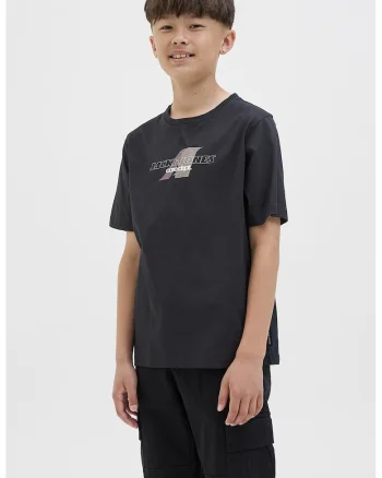 Tricou de bumbac cu imprimeu logo, Negru stins/Rosu stins/Bej deschis