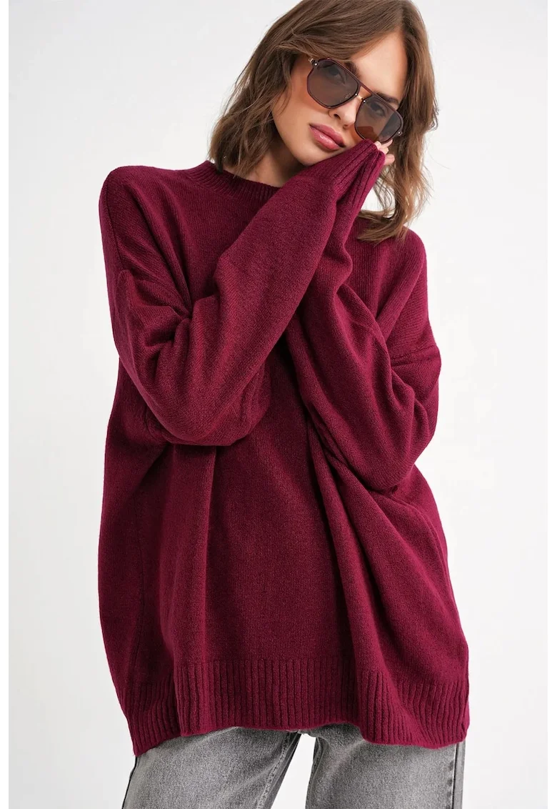 Pulover tricotat supradimensionat  burgundy, tricot,