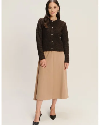 Pulover regular fit cu nasturi, Maro inchis