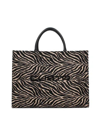 Geanta tote cu model, Negru/Crem