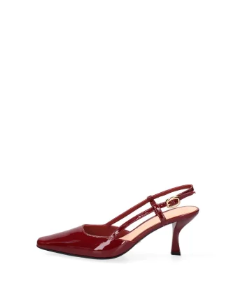Pantofi slingback din piele Valenza Chic, Rosu inchis
