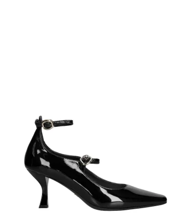 Pantofi din piele cu catarama Calliope Lux, Negru