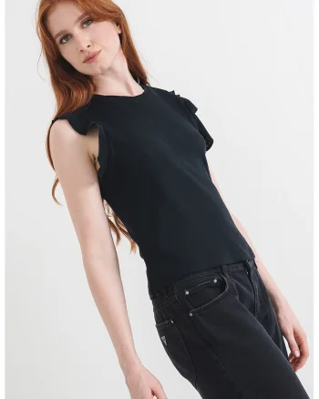Tricou uni de bumbac, Negru