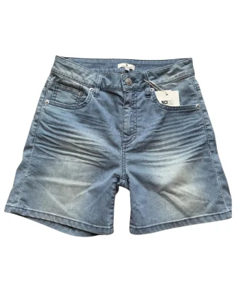 Blugi scurti cu aspect decolarat, Albastru