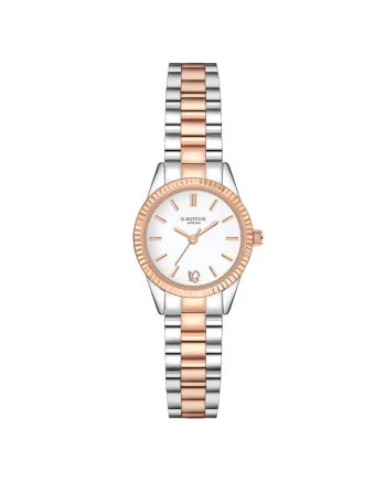 Ceas analog cu doua nuante, Auriu rose/Argintiu