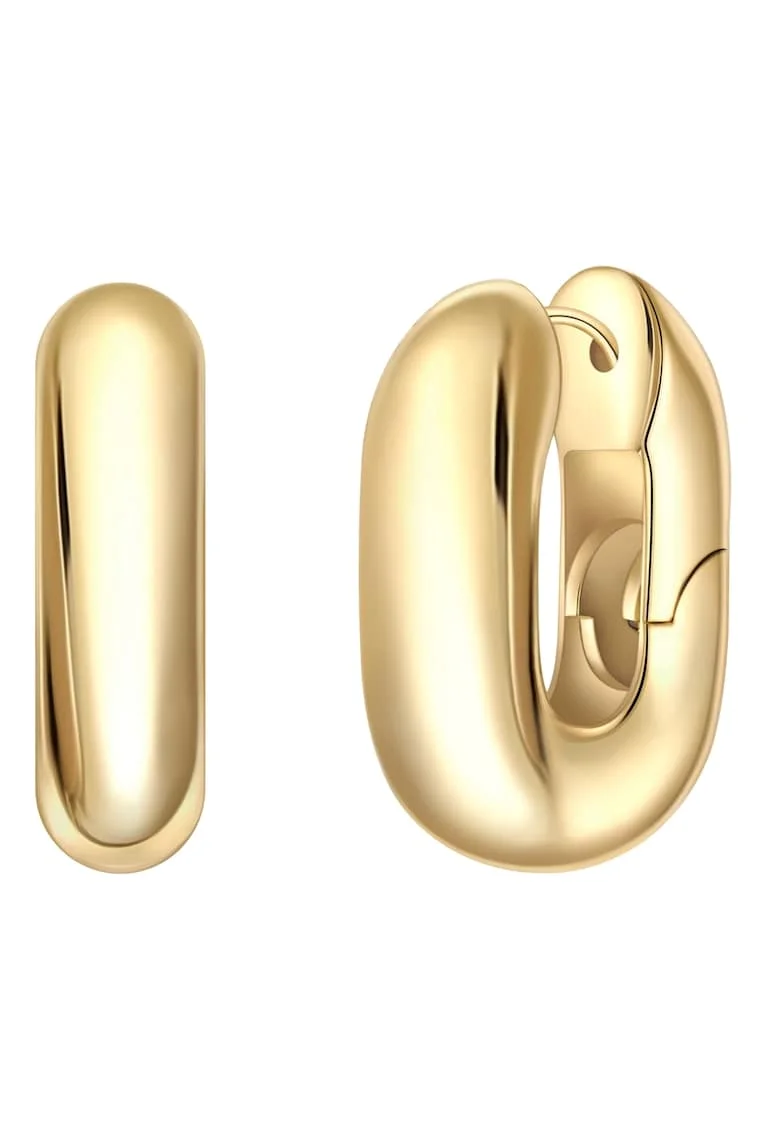Cercei rotunzi mici placati cu aur de 14K, Auriu