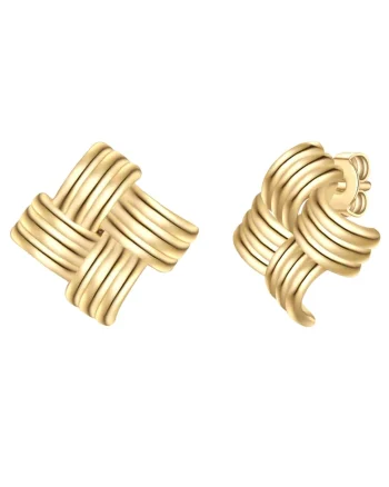 Cercei din aliaj placati cu aur de 14K, Auriu