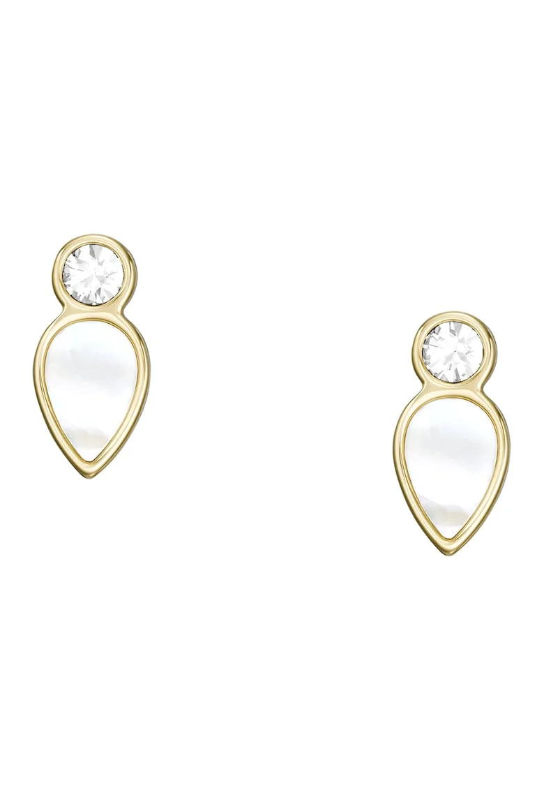 Cercei de otel inoxidabil cu Mother of Pearl, Auriu/Transparent