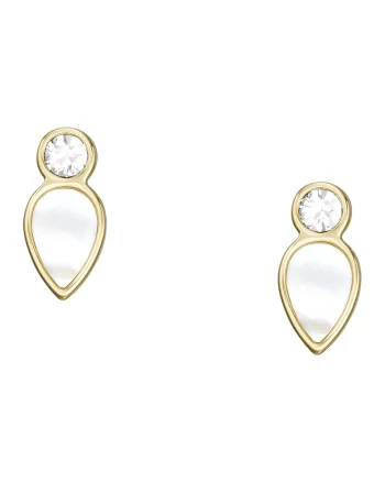 Cercei de otel inoxidabil cu Mother of Pearl, Auriu/Transparent