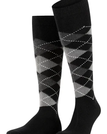 Sosete lungi pana la genunchi cu model geometric Preston 32717, Negru