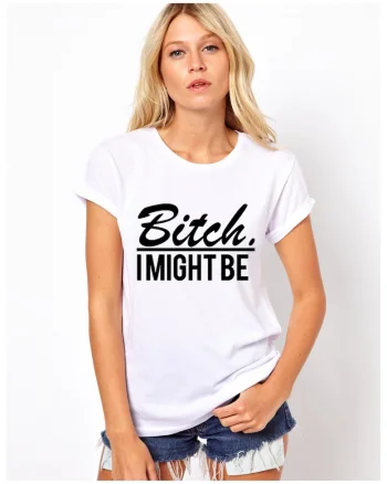 Tricou dama - Bitch,, Alb