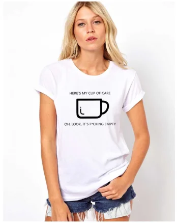 Tricou dama alb - Cup of care